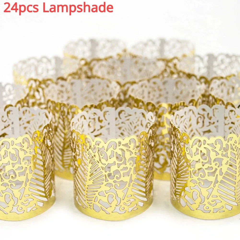 bougies led sans flamme décoration mariage élégantes motifs floraux blanc doré adhésives festivals fêtes