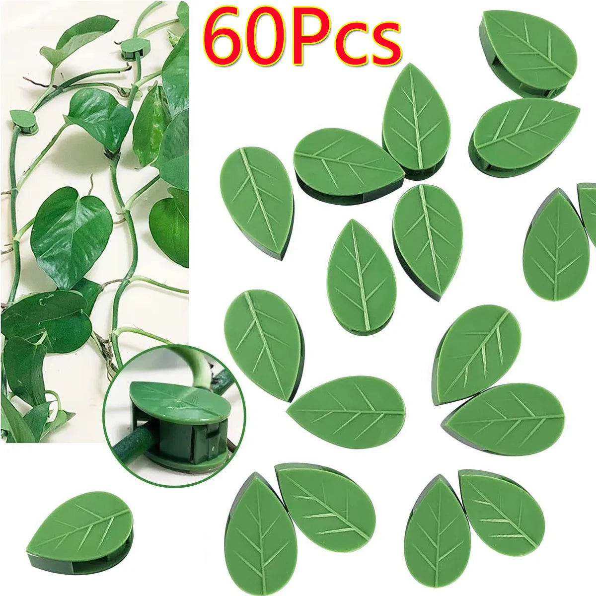 fixateurs muraux adhésifs feuilles vertes modernes plantes grimpantes décoration intérieure extérieure 60pcs