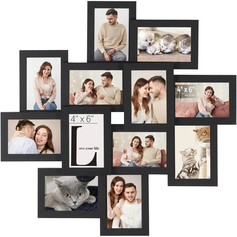 cadres photo moderne bois aspect vieilli verre protégé noir beige marron contemporain