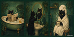 tableau decoratif chat noir salle bain deco humoristique ecofriendly fade resistant glossy canvas erotique