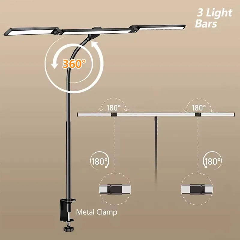 lampe led flexible noir moderne pince réglable étude lecture