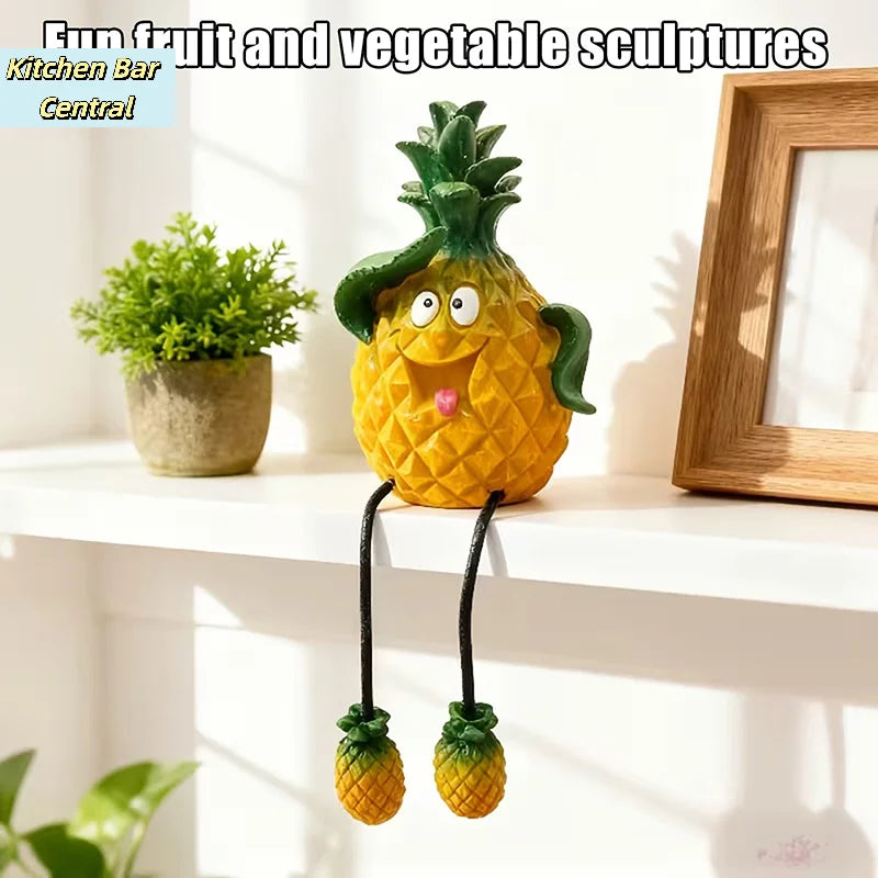 sculpture fruit ananas banane citron pomme résine cartoon opaque pieds jaunes noirs