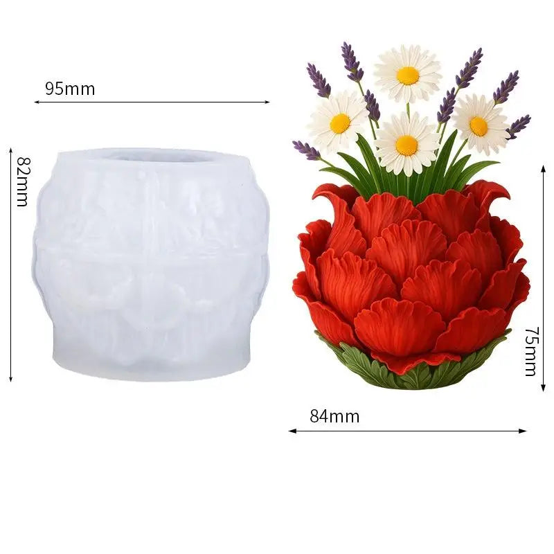 vase tulipe blanc moderne minimaliste silicone polyrésine spatule poudre decoration intérieure artisanale
