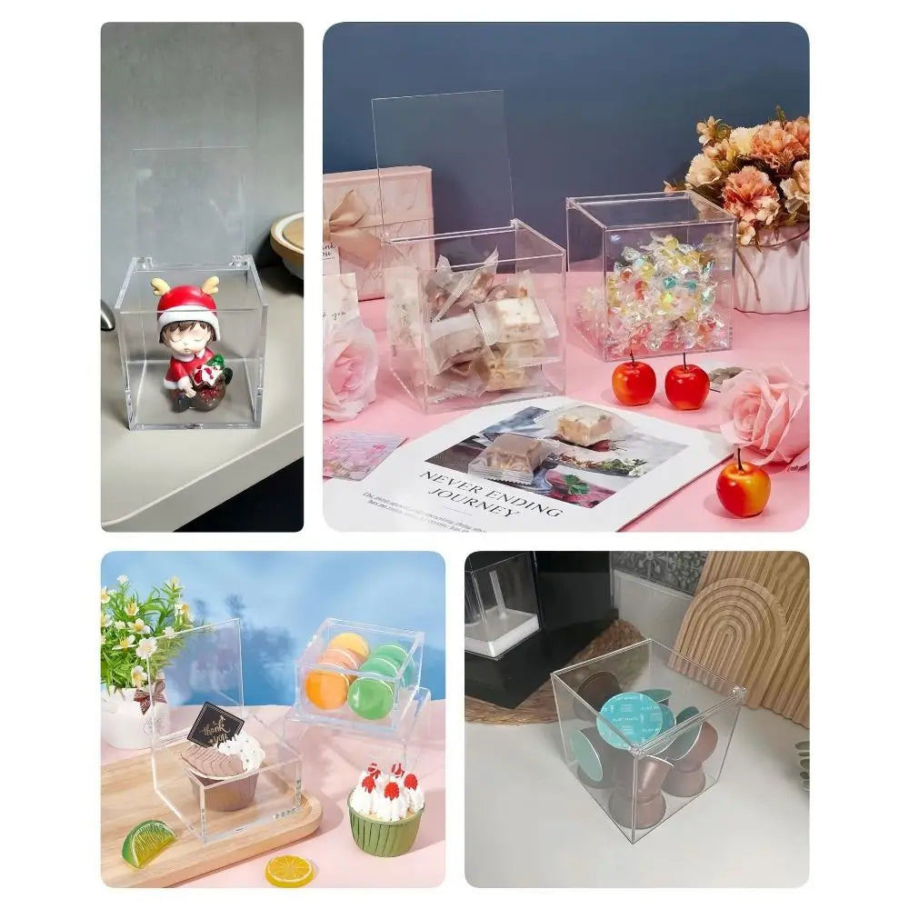 boîte carrée transparente moderne boîte empilable plastique acrylique rangement cosmétique minimaliste