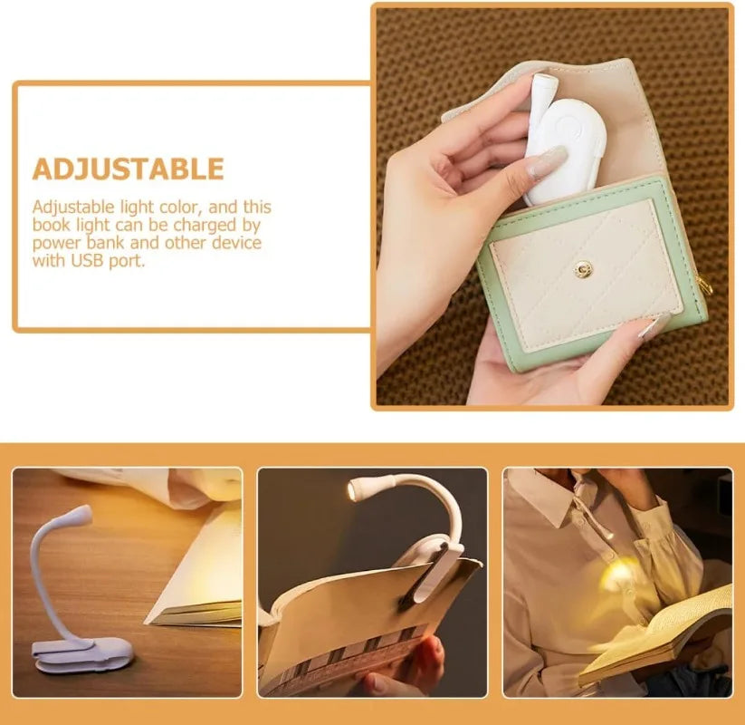 lampe lecture pliable rechargeable usb blanc moderne compact clips batterie intégrée portative étudiante chevet