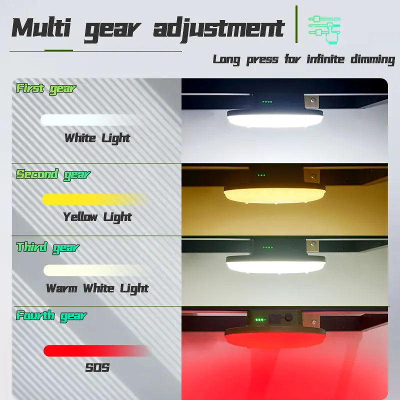 lampe camping vert olive aimantée rechargeable led moderne portative usb