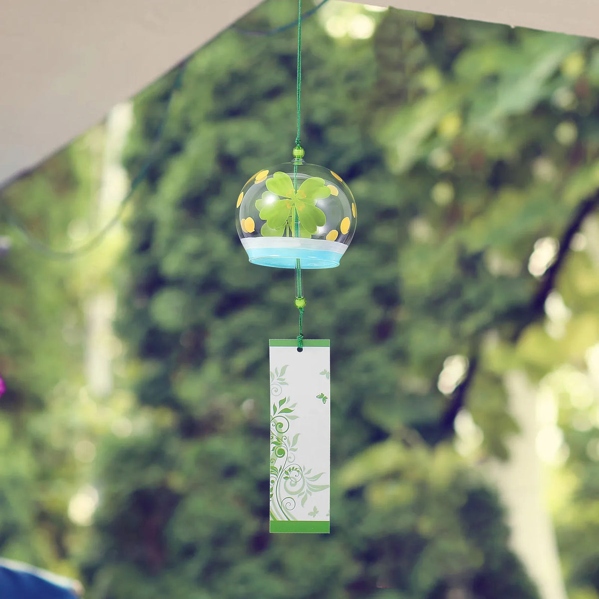 décoration éolienne verre japonaise mobiles éoliens floraux trèfle suspendus porte balcon jardin