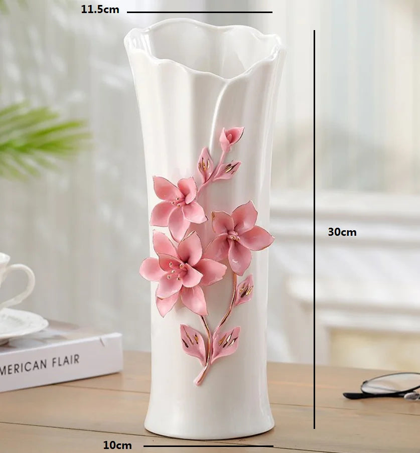 vase porcelaine céramique fleurs relief blanc classique moderne décoration table
