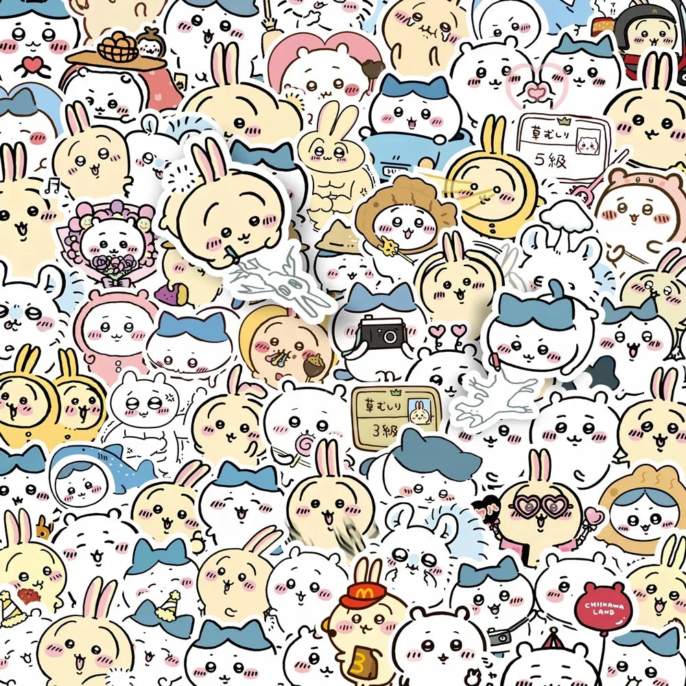 stickers kawaii lapins mignons originaux personnages animaux expressions variées adhésifs opaques enfants jouets