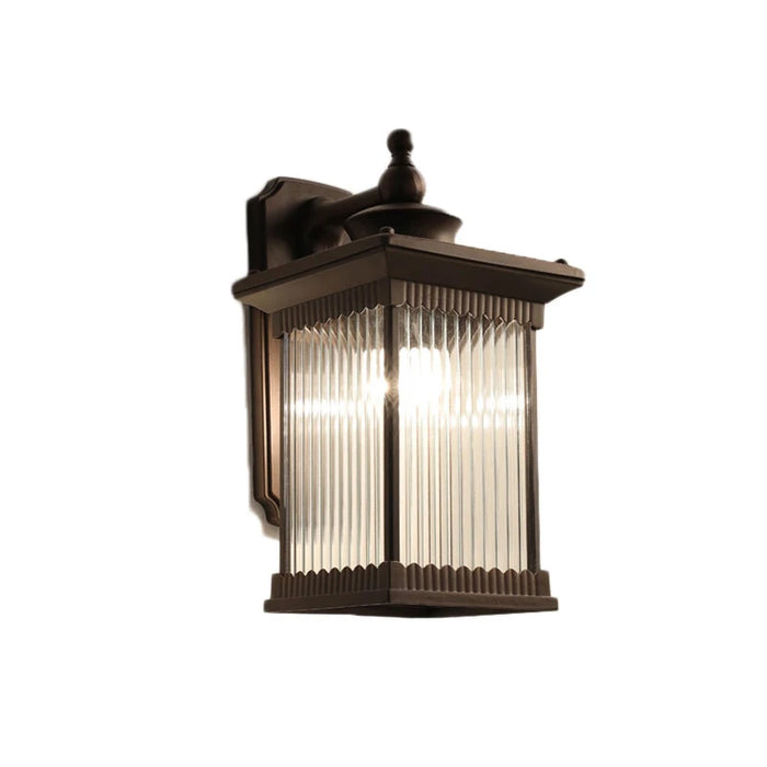 lampe murale extérieure marron foncé verre transparent rayures verticales classique fixée vis