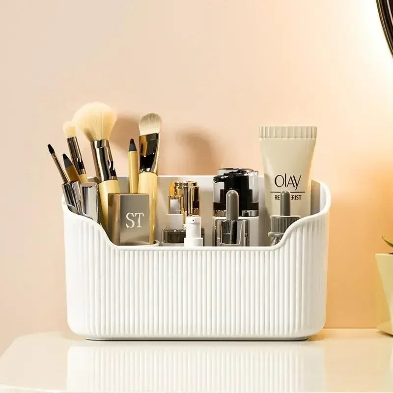 organisateur rangement blanc boîtes stockage grille moderne adhésif cosmétiques brosse maquillage