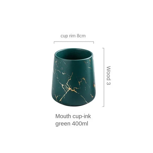 ensemble tasses dents marbre doré moderne vert noir blanc élégantes 400ml