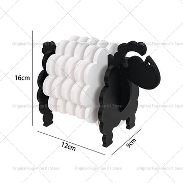 porte tasse mouton noir blanc laine ondulée sous verres nuages modernes