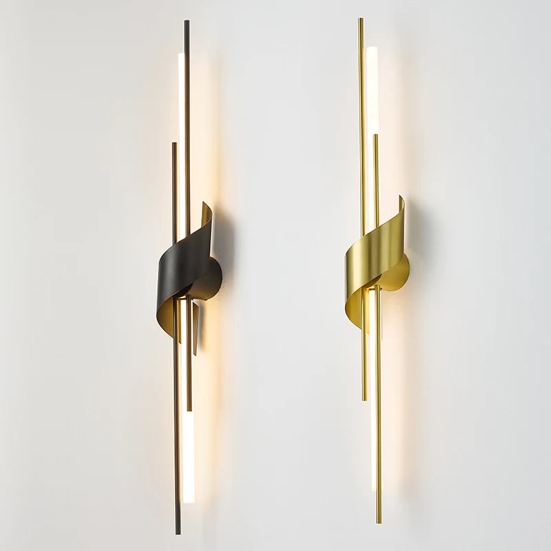 applique murale moderne or noir élégante contemporaine chambre salon 122cm 60lm