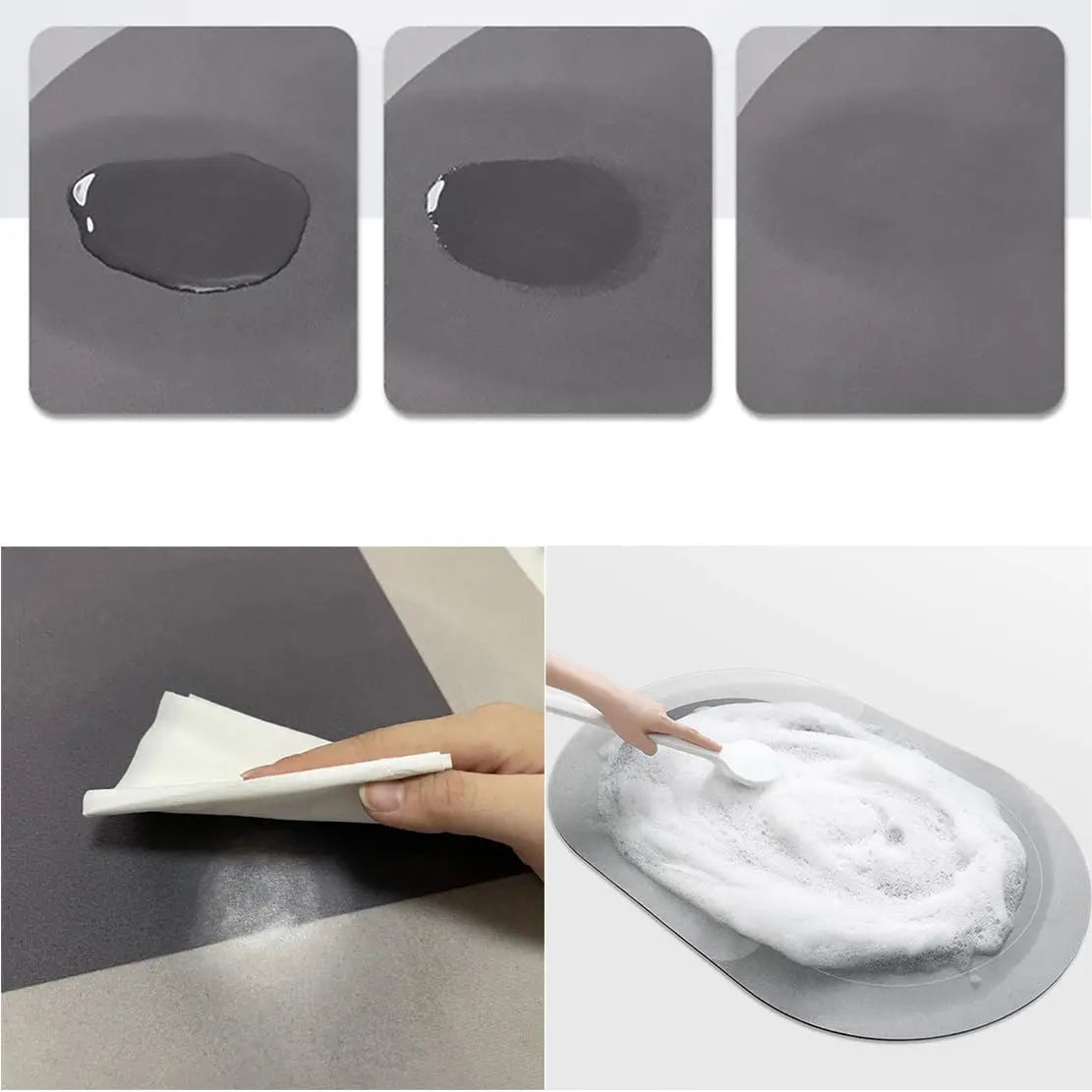 tapis douche moderne adhésif antidérapant absorbant confortable salle bain gris foncé