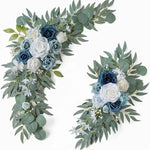 Guirlande florale artificielle romantique roses pivoines feuilles vertes blanc vert mariage decorationextérieur