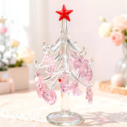 Sapin de Noël en verre rose avec pendentifs cœur, ange, papillon - Décoration originale