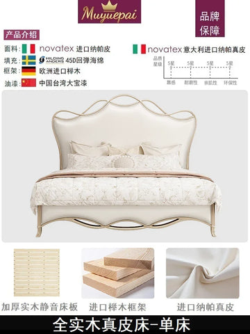 lit double cadre bois blanc détails dorés classique luxe chambre moderne meuble maison