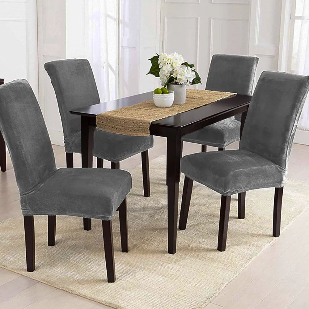 housses chaise velours élastiques polyesters modernes beige gris opaques unies restaurant