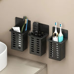 porte brosses dents adhésif moderne noir blanc perforé salle bain rangement multifonctionnel