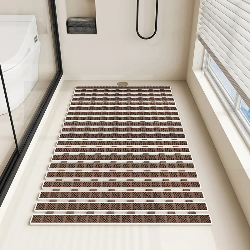 tapis bain moderne rose gris bleu beige blanc rectangles géométriques relief salle bain