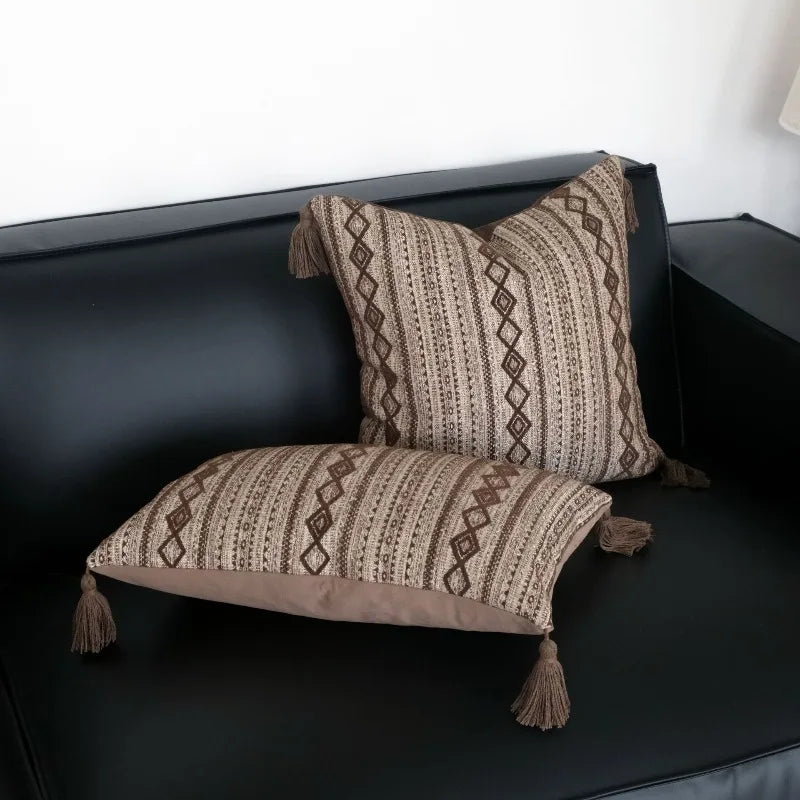 housses coussins carrés nordique motif chevaux géométrique beige marron adhésifs modernes decoration maison voiture