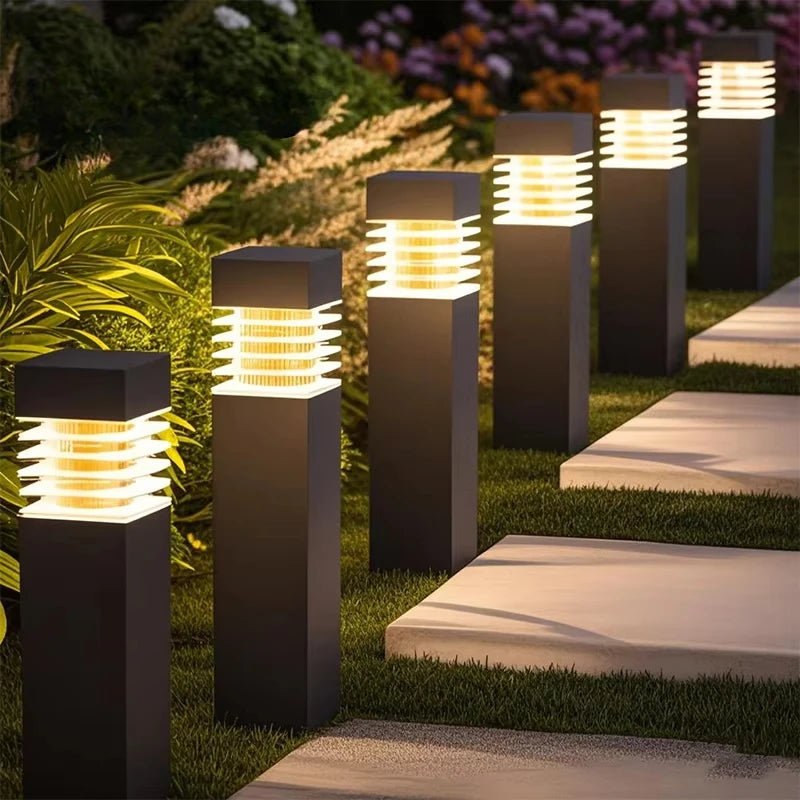 lumière solaire jardin extérieure ip65 led moderne noir rayures horizontales
