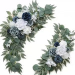 Guirlande florale artificielle romantique roses pivoines feuilles vertes blanc vert mariage decorationextérieur