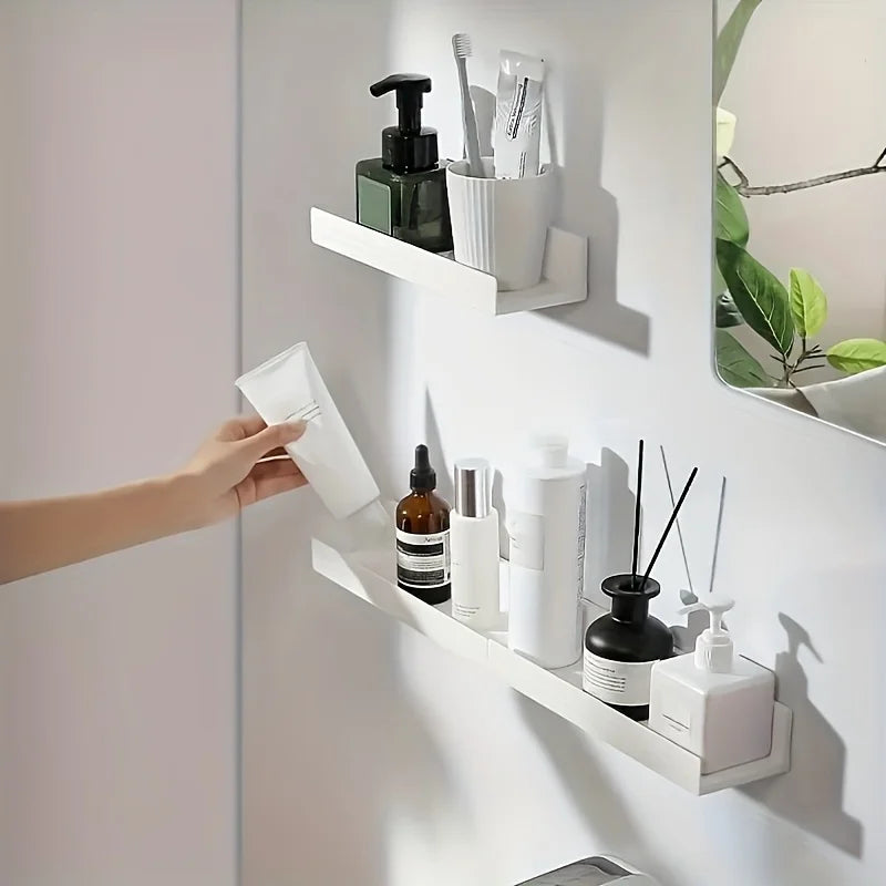 organisateur suspendu étagères murales blanc minimaliste adhésif flacons pots vases sculpture abstraite lingettes chambre