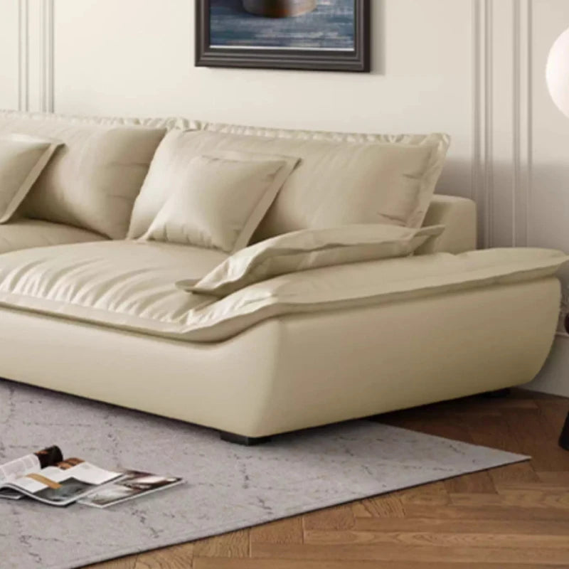 canapé d'angle simili cuir noir moderne coussins doux 180cm 210cm