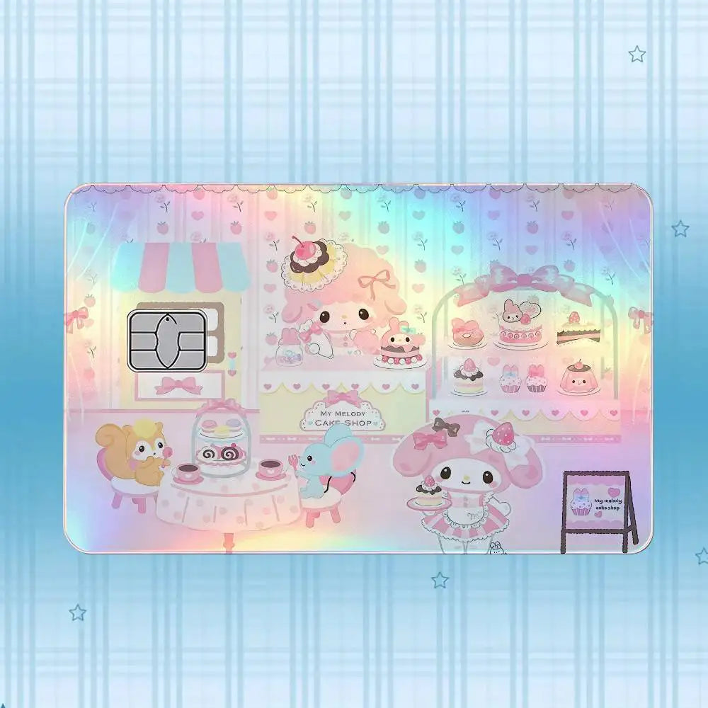autocollant carte crédit my melody dessin animé rose violet bleu blanc