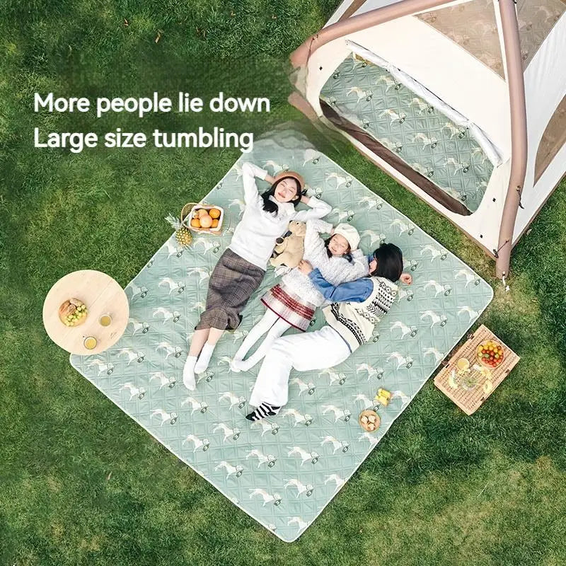tapis sol résistant humidité vert clair motif chiens feuilles moderne camping