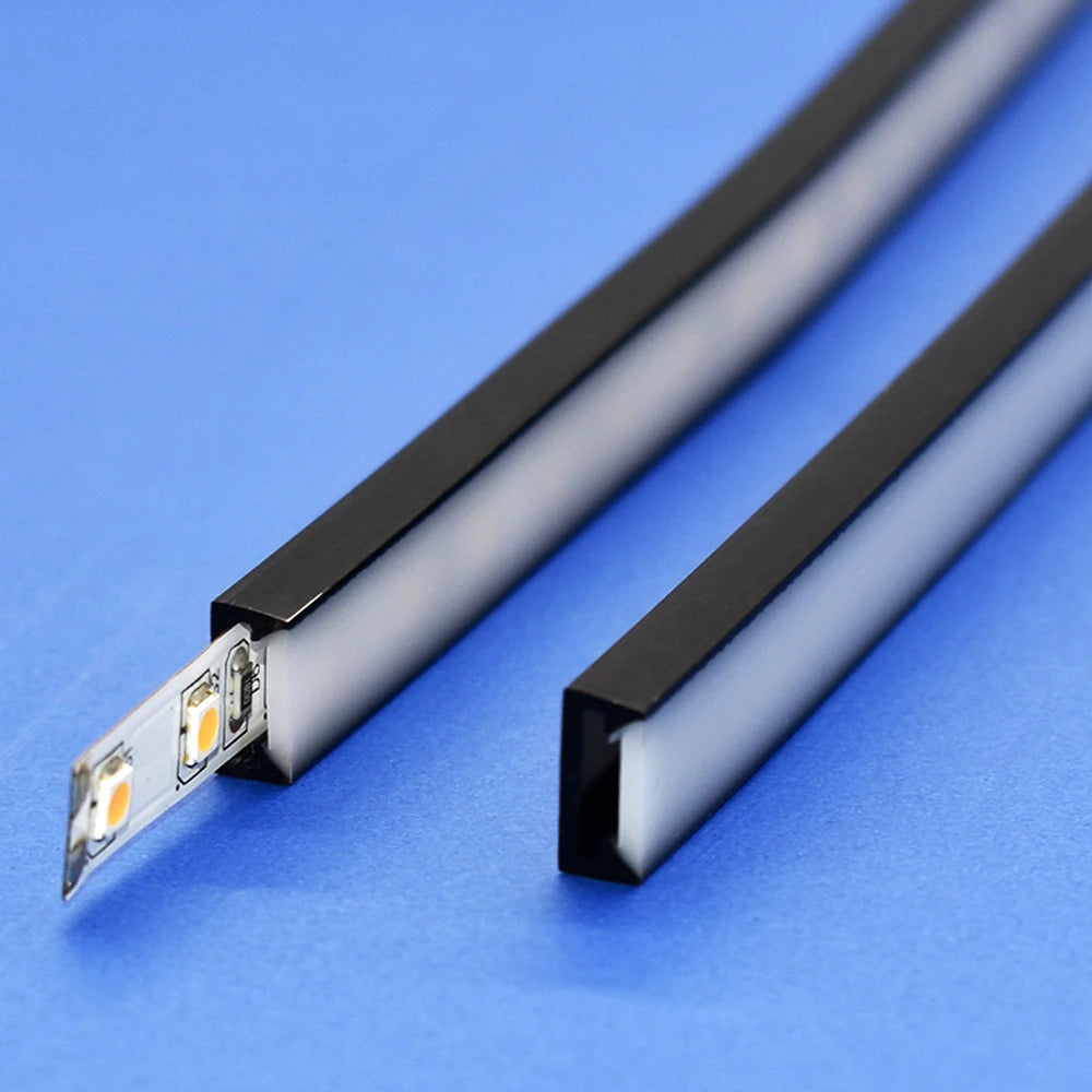 ruban led flexible noir mat moderne adhésif clips adhésifs noirs blancs silicone 5m 1m