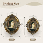 cadre photo ovale vintage portraits anciens relief floral verre transparent or vieilli posé accroché