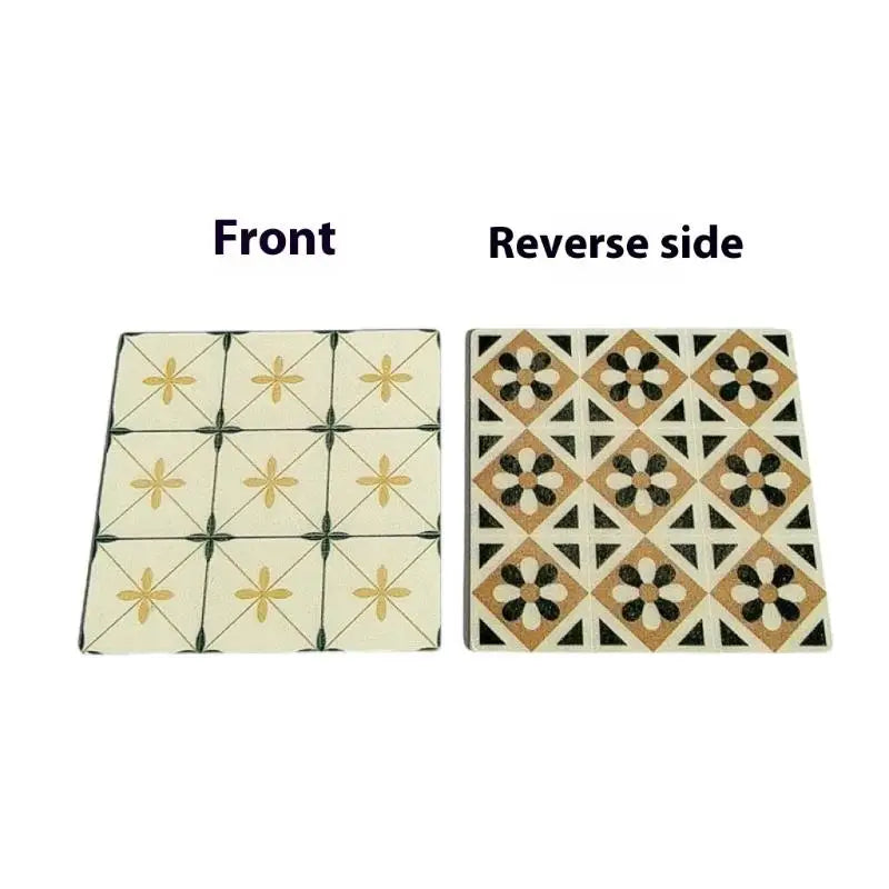 carreaux sol mur résine bleu blanc vert beige géométrique moderne triangles fleurs