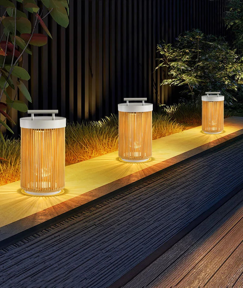 lampe sol moderne blanc bois ampoule led éclairage extérieur jardin ip65