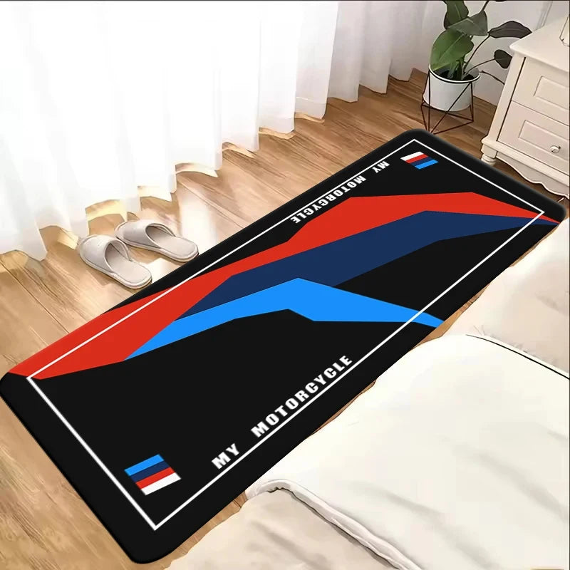tapis antidérapant extérieur polypropylène polyester rayures diagonales texture veloutée moderne rouge bleu noir