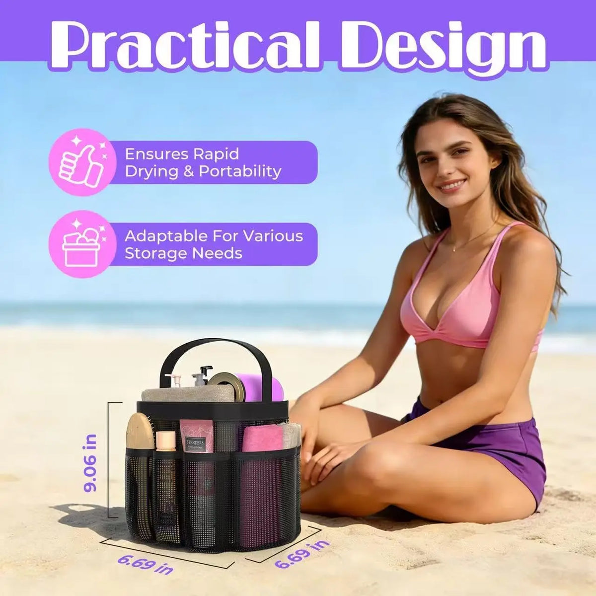 sac rangement noir maille moderne poignée voyage toilettage vêtements accessoires transparent compact