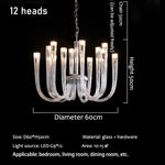 lustre contemporain transparent tubulaire suspension salon chambre ampoules led 15 30mètres carrés