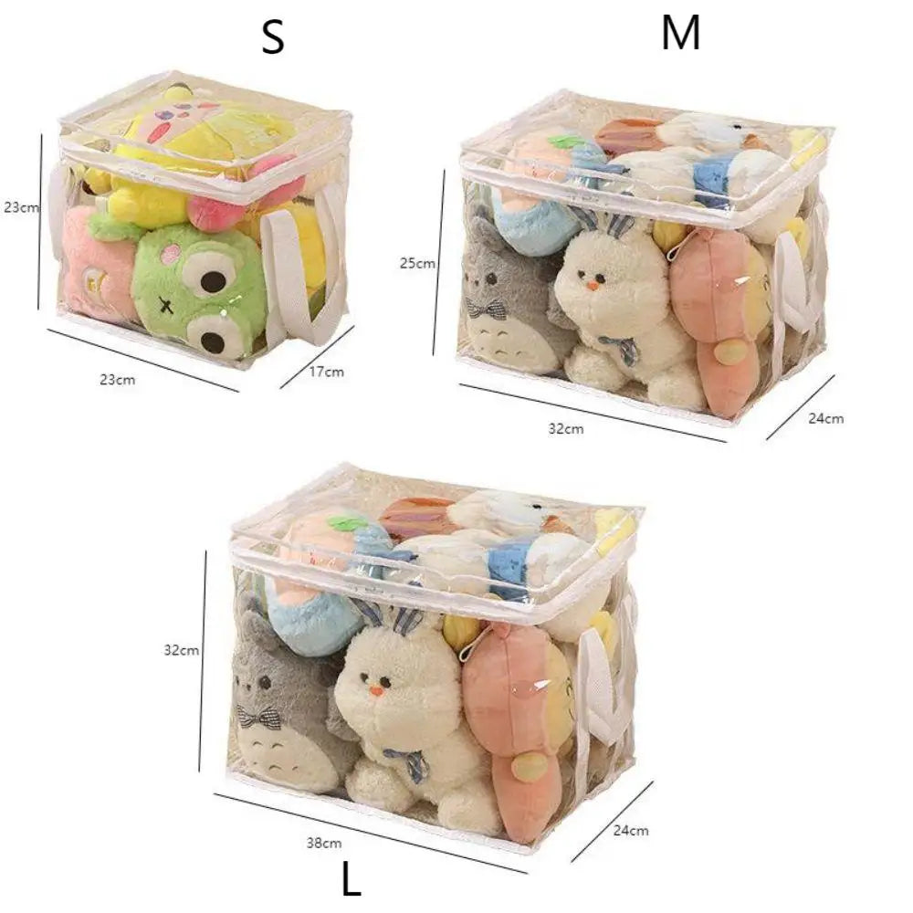 sac rangement transparent multifonctionnel poissons imprimés poignées grises réutilisable moderne armoire organisation jouets enfants