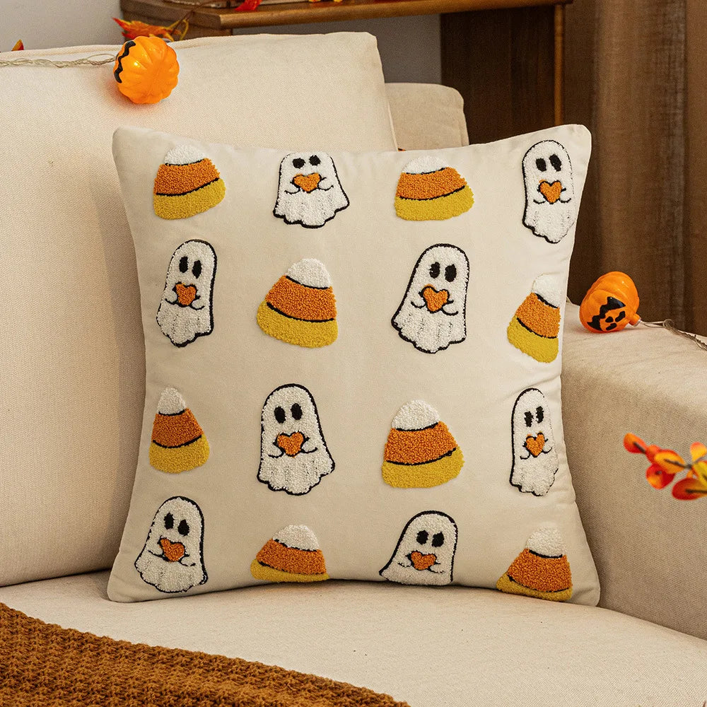 taies d'oreiller halloween orange citrouille araignée deco sofa lit polyester respectueux environnement non toxique