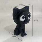 support rangement lunettes forme chat cartoon humoristique lunettes rectangulaires transparentes chainette perlée