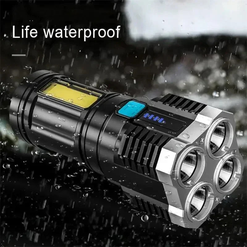 lampe torche noire rechargeable moderne modes lumière cob led haute puissance