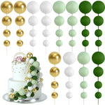 décoration gâteau boules vertes blanches dorées mariage anniversaire festives modernes