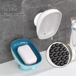 porte savon ventouse moderne récipient savon rainuré opalescent bleu gris rose