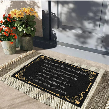 tapis d'entrée antidérapant résistant antibactéries ornementation dorée noir or classique salon porte sol