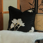 coussin carré brodé fleur dorée nordique marron clair noir élégant décoration maison 45x45cm 50x50cm