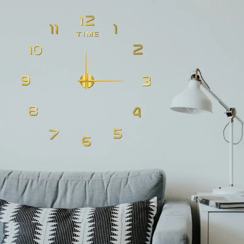 horloge murale moderne or noir rouge brillante aiguille chambre salon minimaliste
