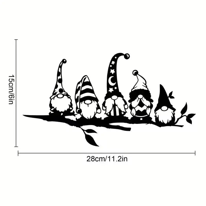 décoration murale gnomes chapeaux métal noir adhésif fixe artisanal minimaliste