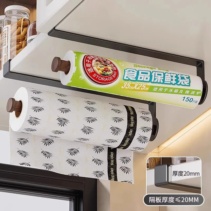 porte rouleau papier essuie tout moderne acier noir rangement serviettes mugs cuisine minimaliste fixations